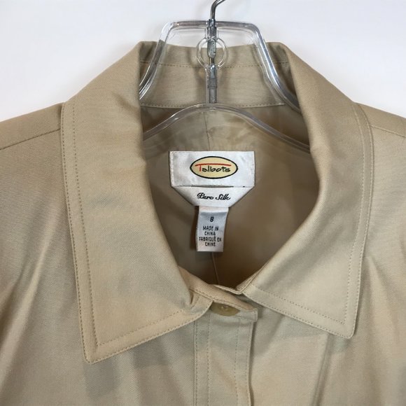 NWT Womens Size 8 Talbots Beige Pure Washed Silk Button Front Blazer Jacket - Picture 2 of 3